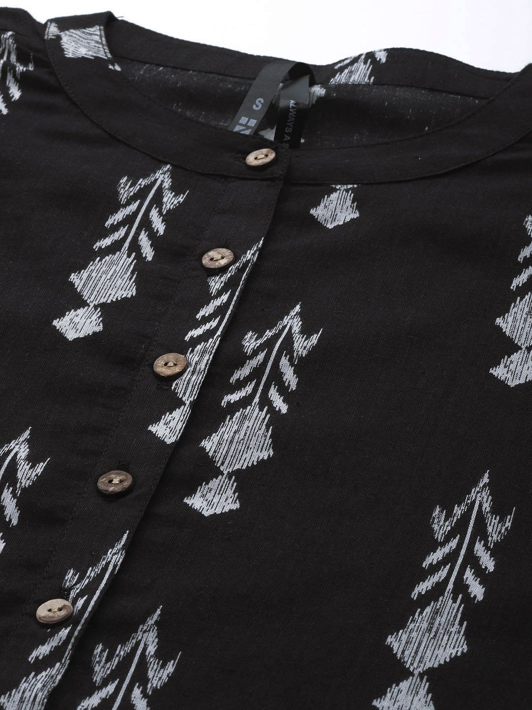 Women Black & White Ethnic Printed Kurta