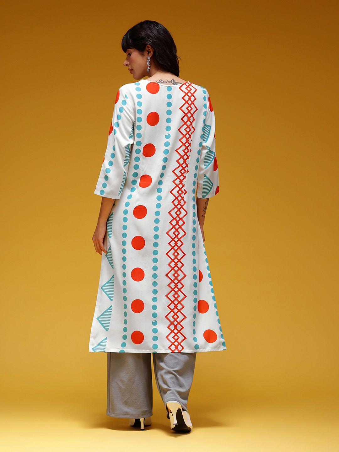Geometric Print Straight Kurta