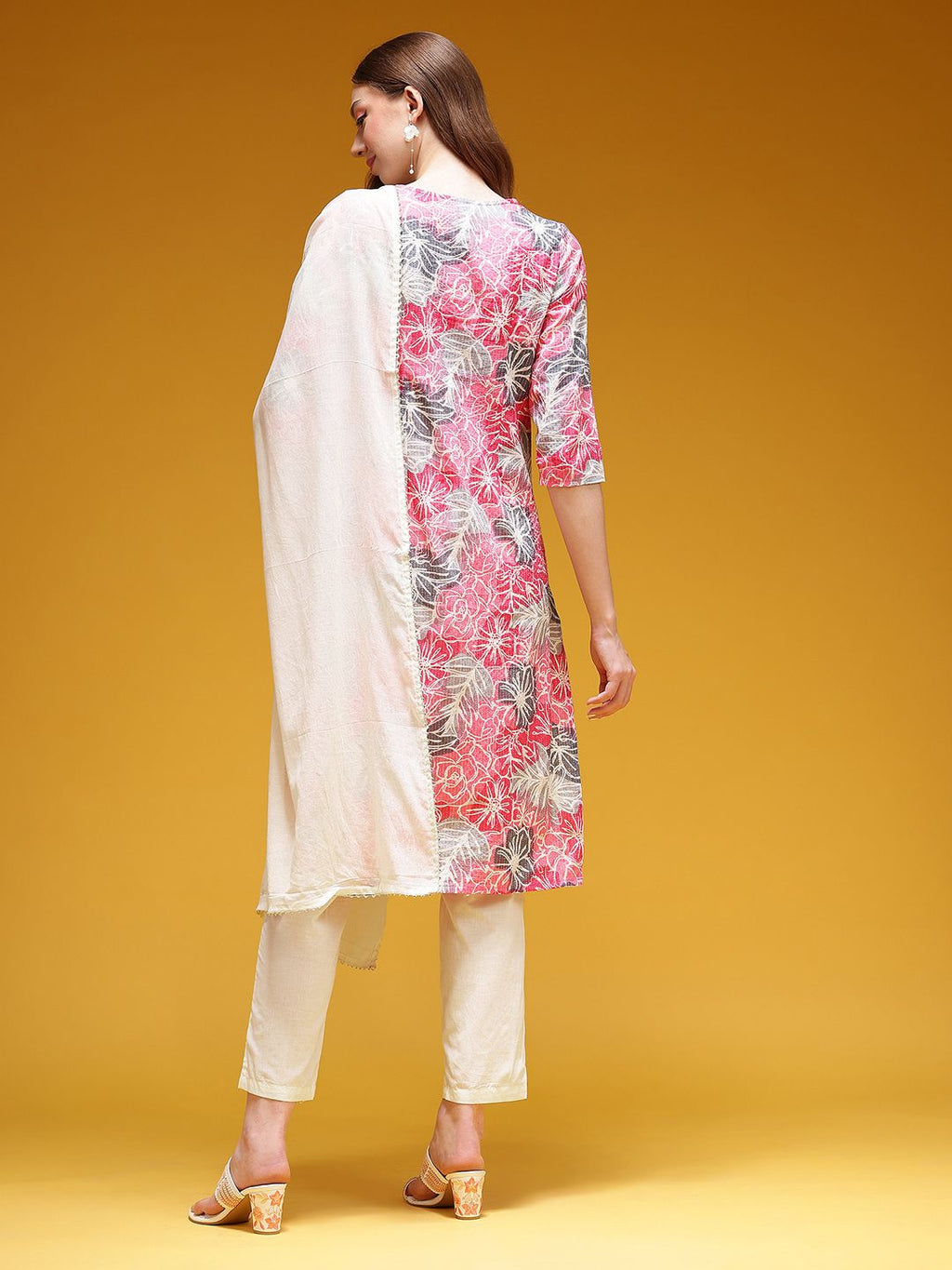 Dhimhi Women's Floral Print Pure Cotton Kurta with Trousers & Dupatta