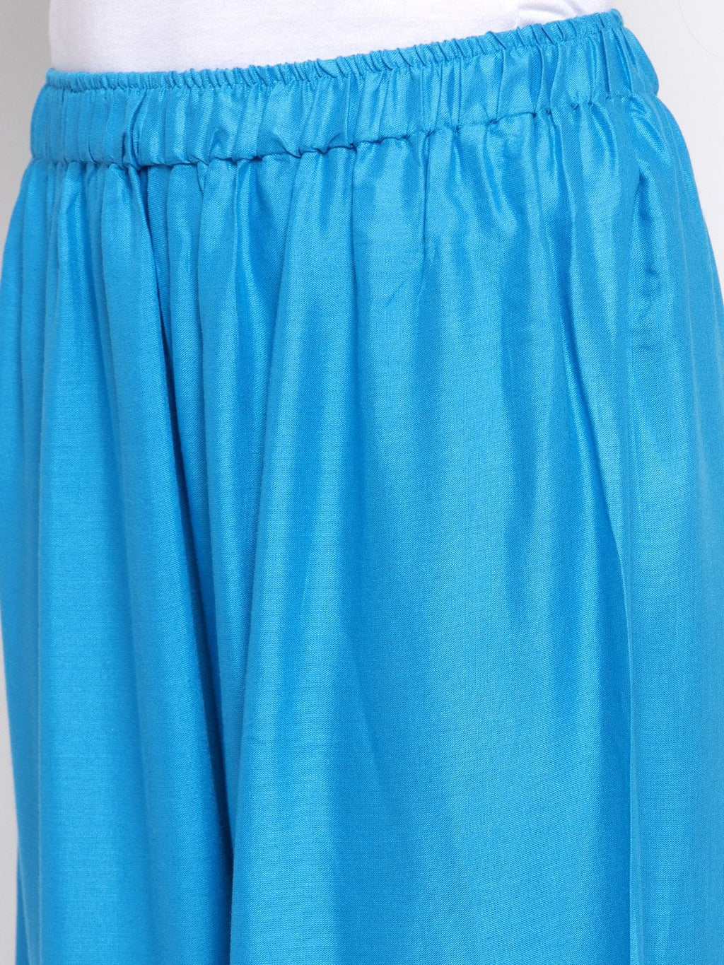 Dhimhi Women's Blue Solid Flared Palazzos