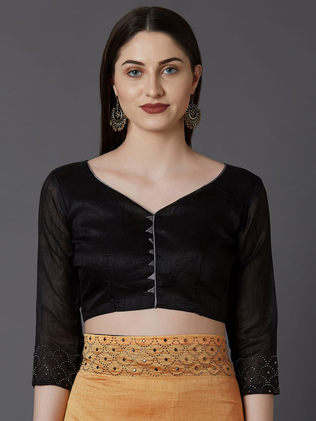 Dhimhi Women's Yellow Embellished Poly Silk Party Saree