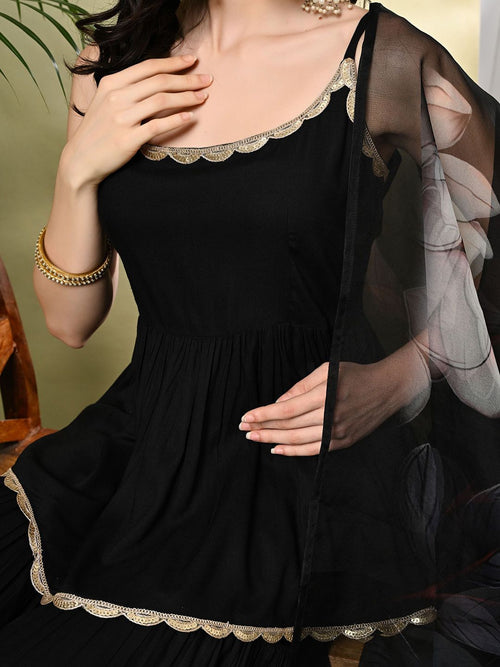 Dhimhi Women A-Line Kurti With Sharara & Dupatta