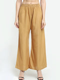 Dhimhi Women's Beige Solid Flared Palazzo