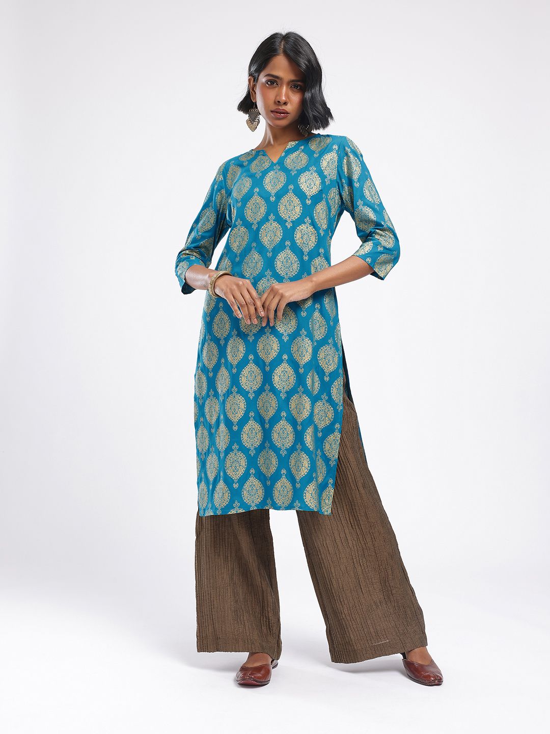 Ethnic Motifs Printed Straight Kurta