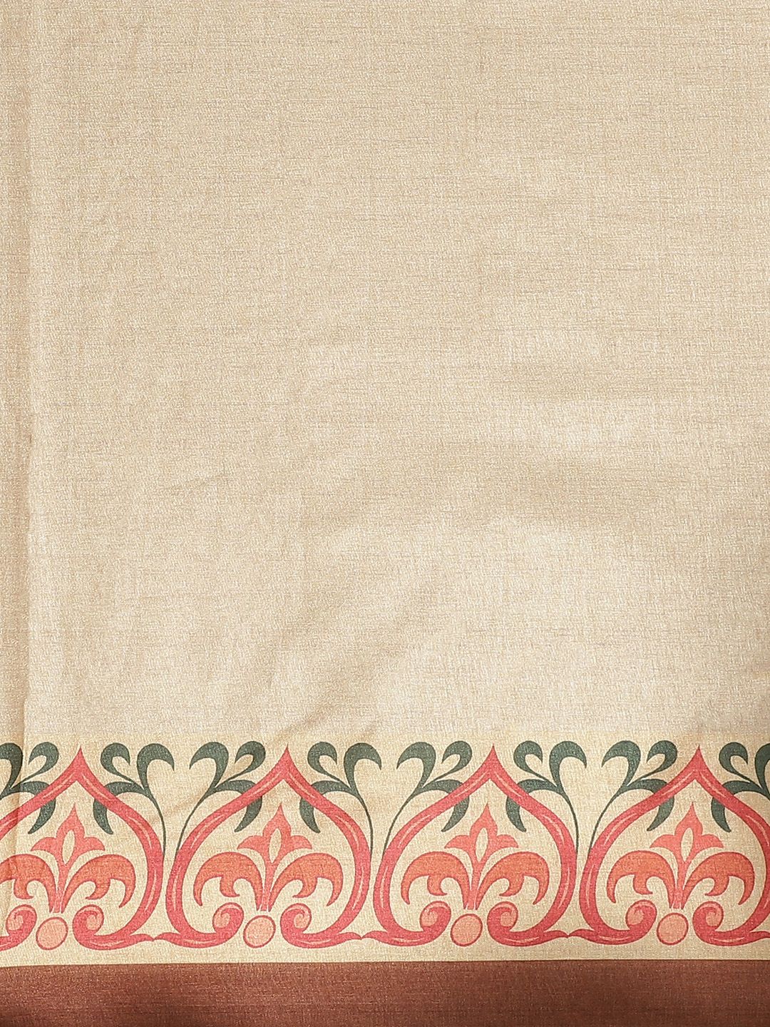 Dhimhi Women's Beige & Rust Orange Solid Saree