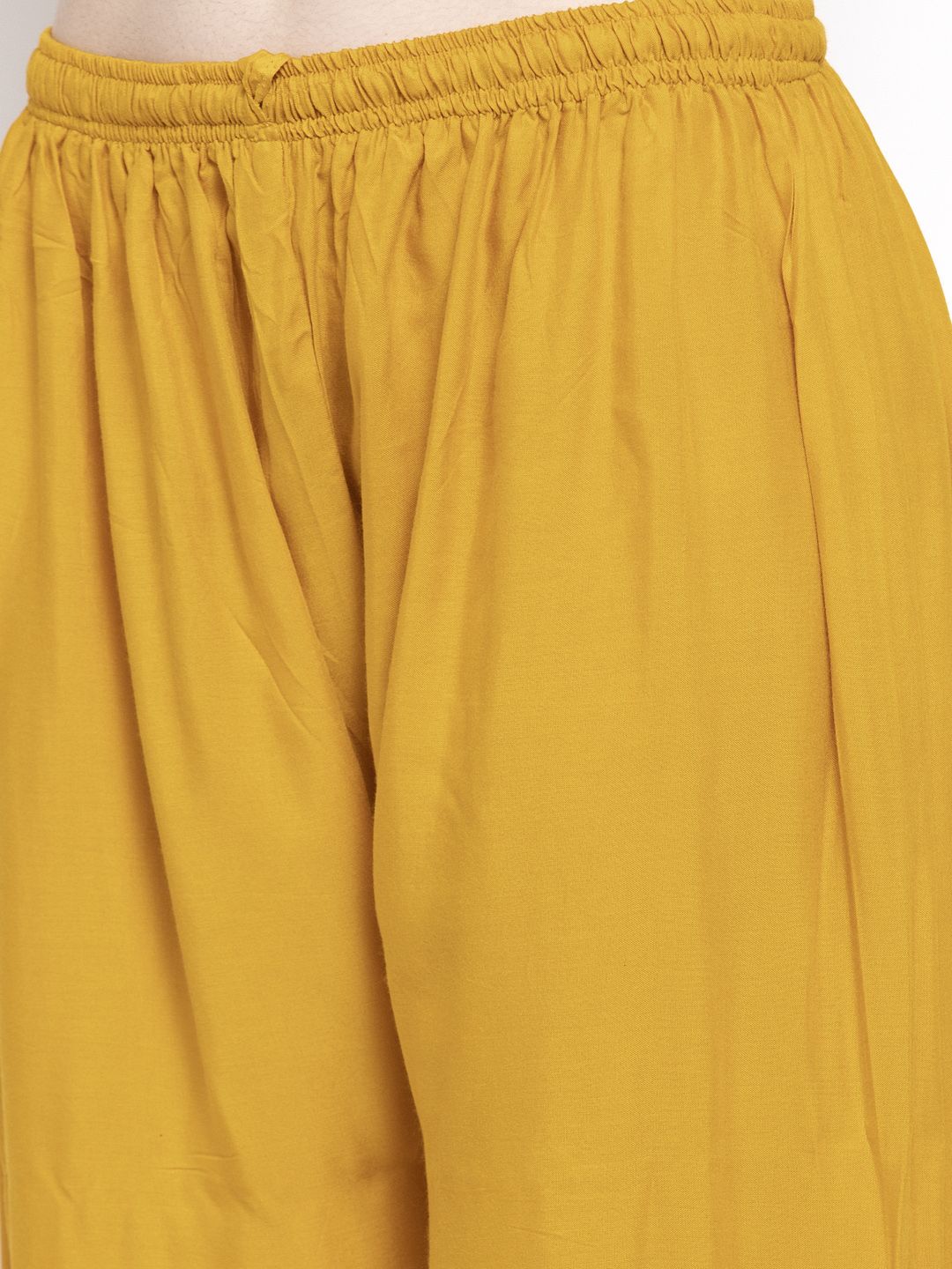 Dhimhi Women's Mustard Yellow Printed Wide Leg Palazzos