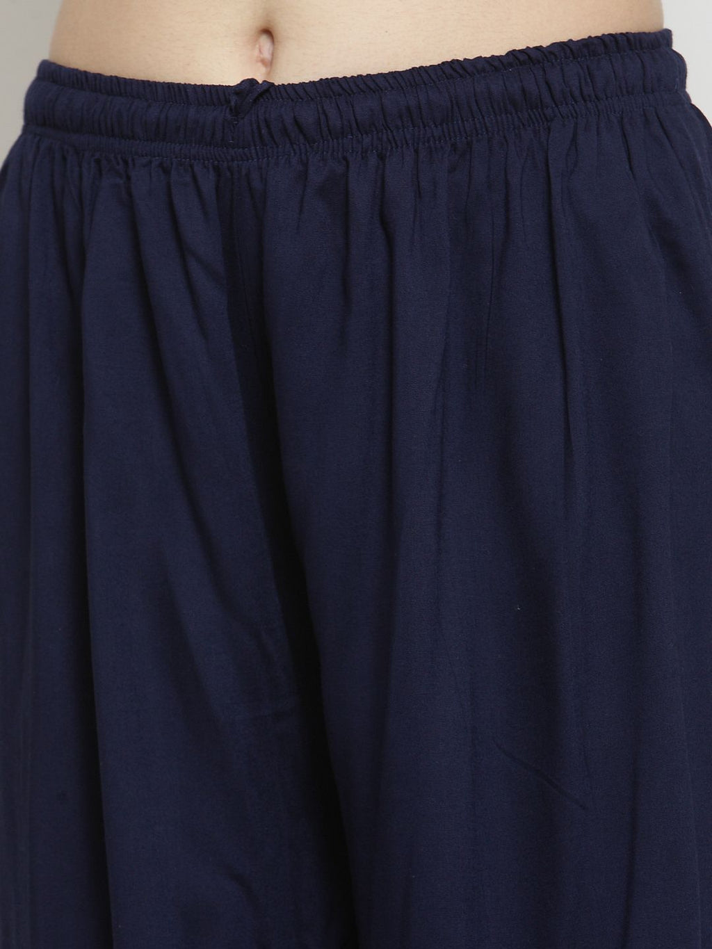 Dhimhi Women's Navy Blue Solid Flared Palazzos