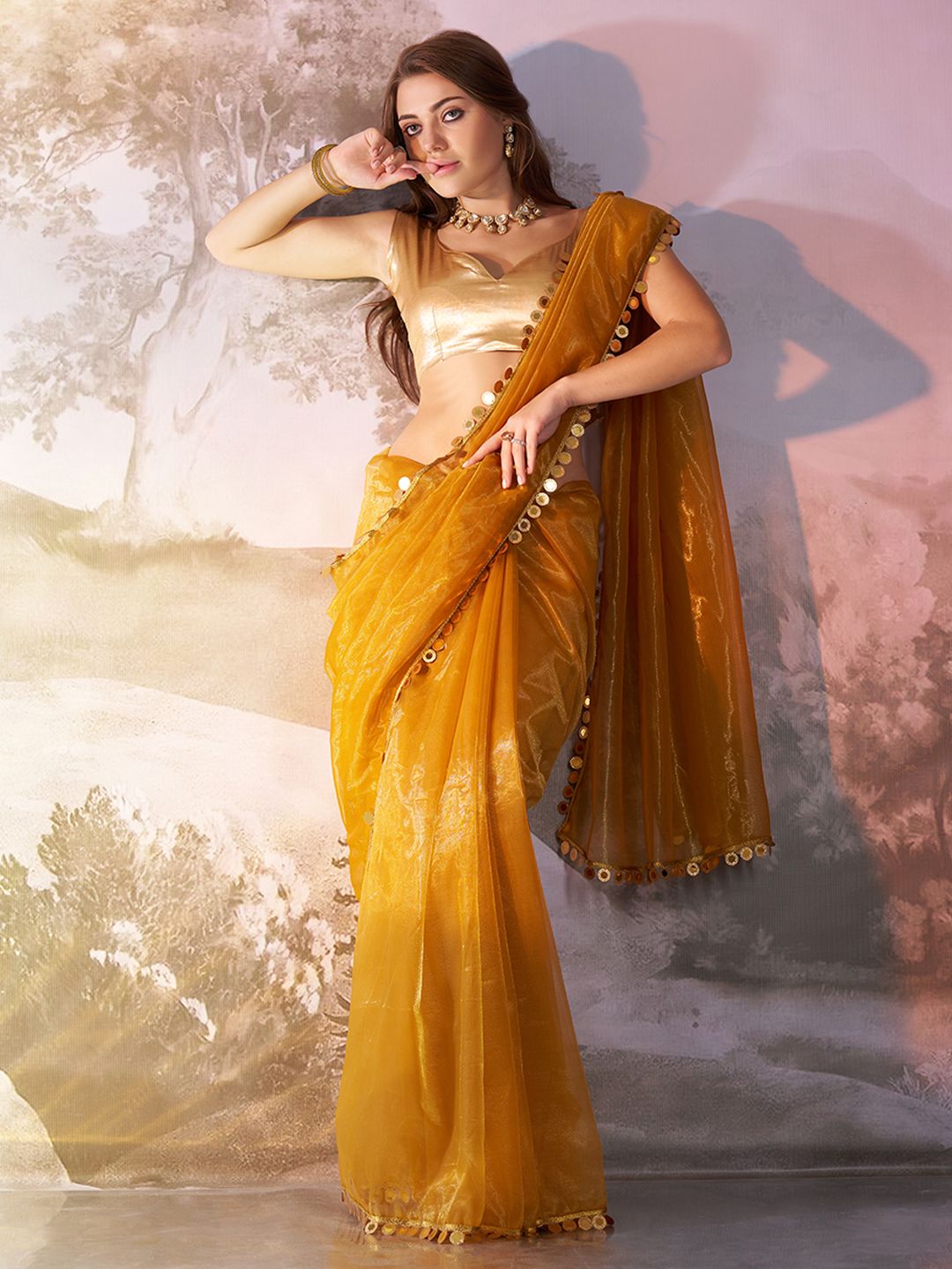 Dhimhi Women's Sequinned Organza Saree