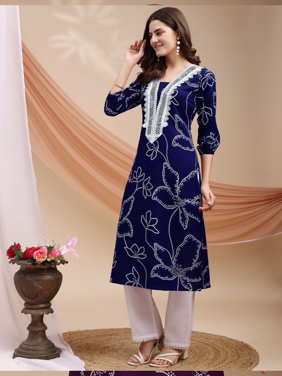 Bandhani Printed Summer Sheers A-line Straight Kurta