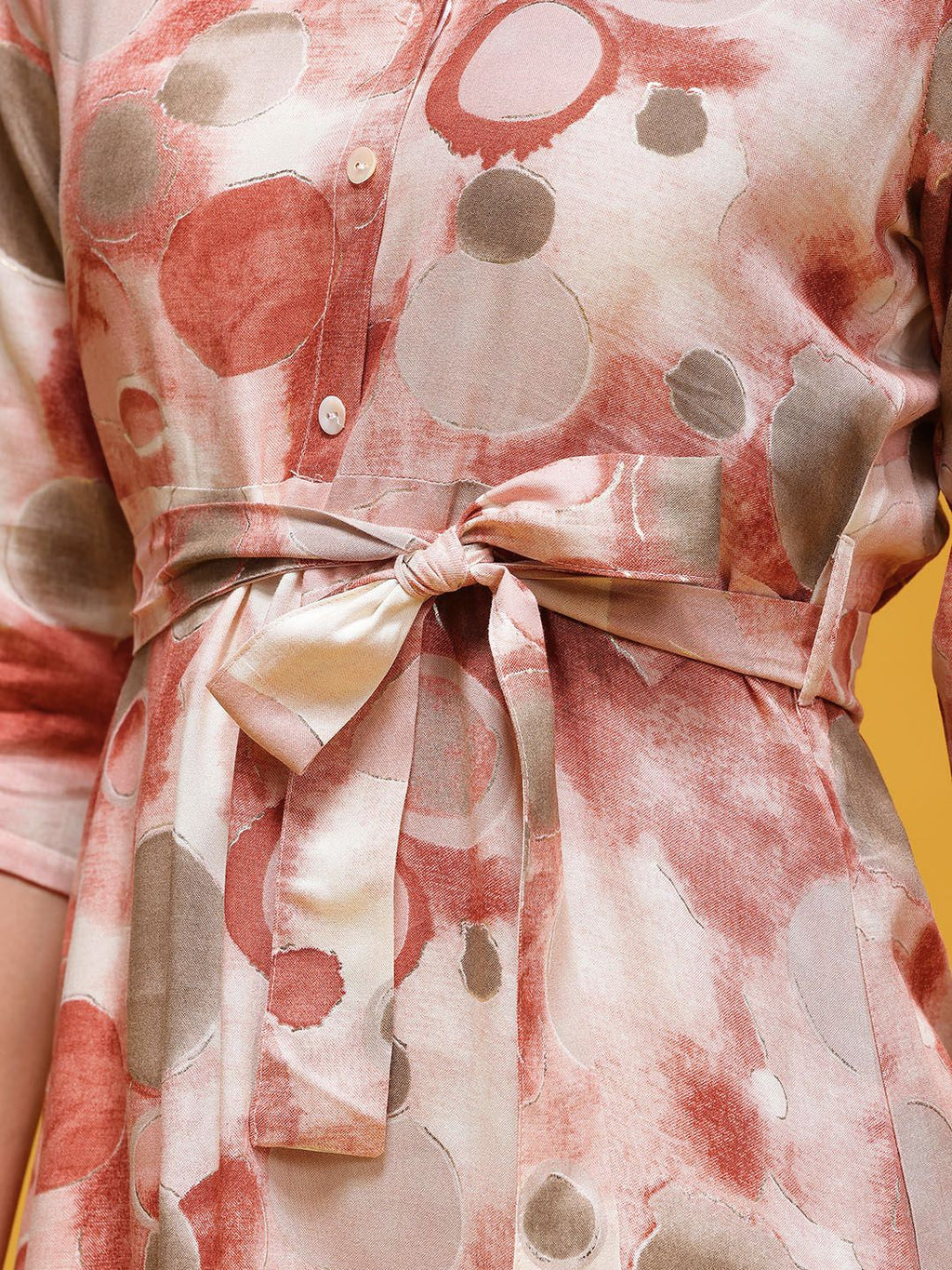 Dhimhi Women's Abstract Print Belted A-Line Dress