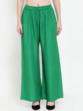 Dhimhi Women's Green Solid Wide Leg Palazzos