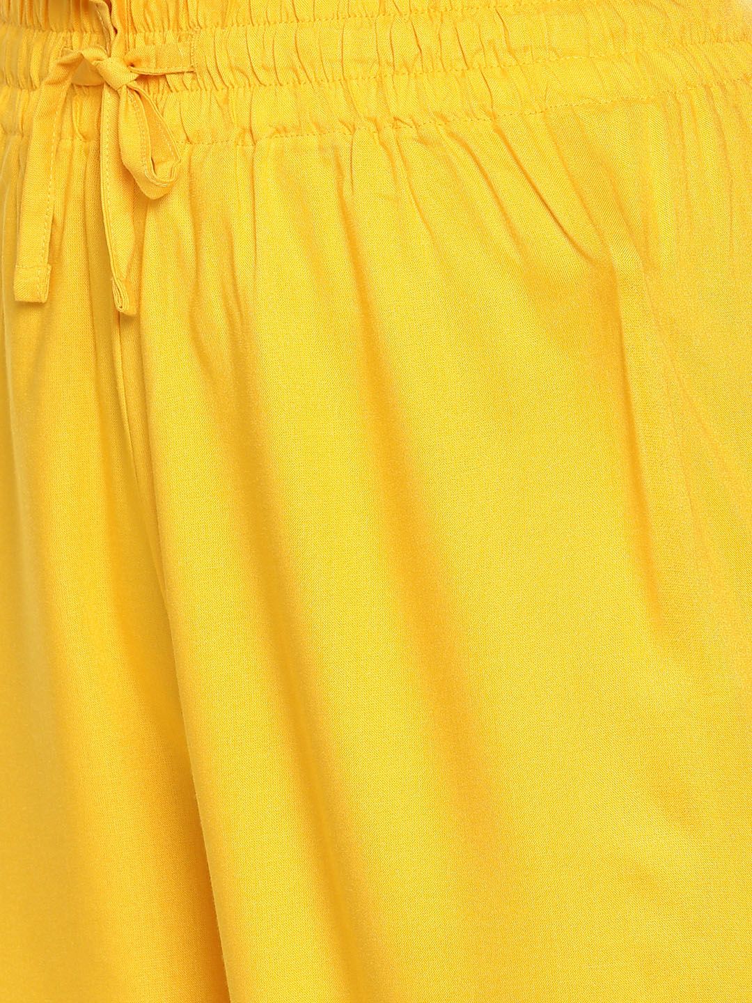 Dhimhi Women's Yellow Solid Wide Leg Palazzos