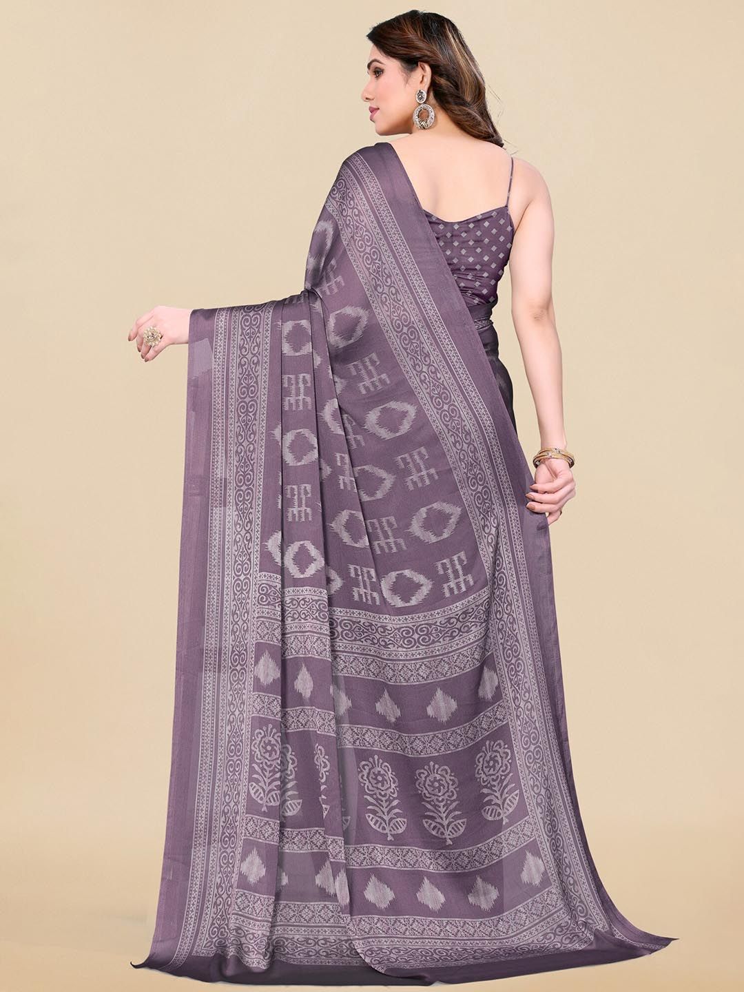Dhimhi Women's Abstract Chiffon Block Print Saree
