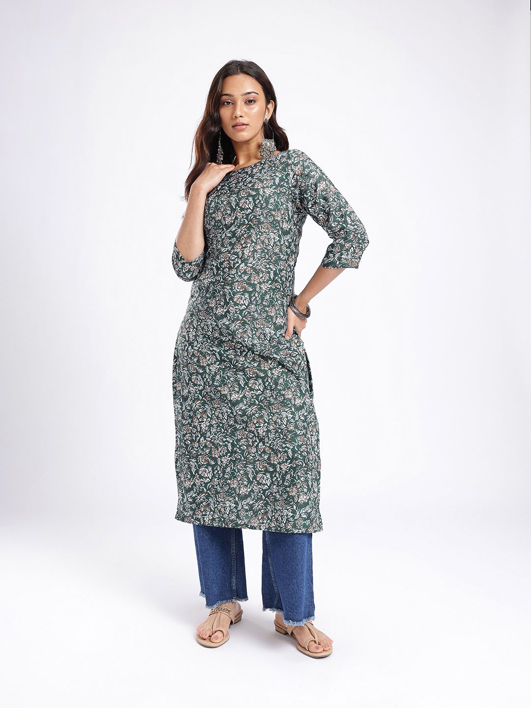 Floral Printed Straight Kurta