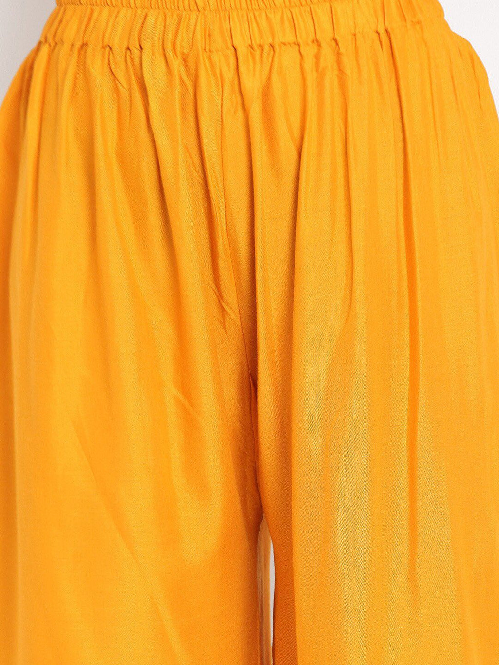 Dhimhi Women's Mustard Yellow Solid Flared Palazzos