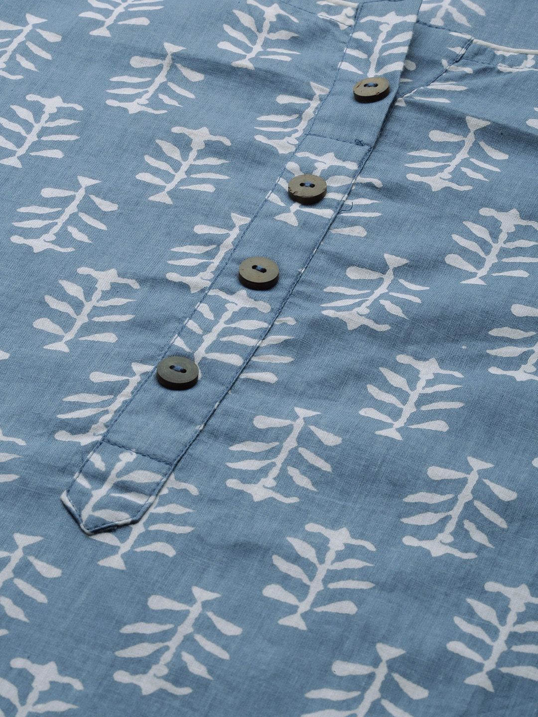 Dhimhi Women's Blue Ethnic Motifs Printed Regular Cotton Kurta with Palazzos