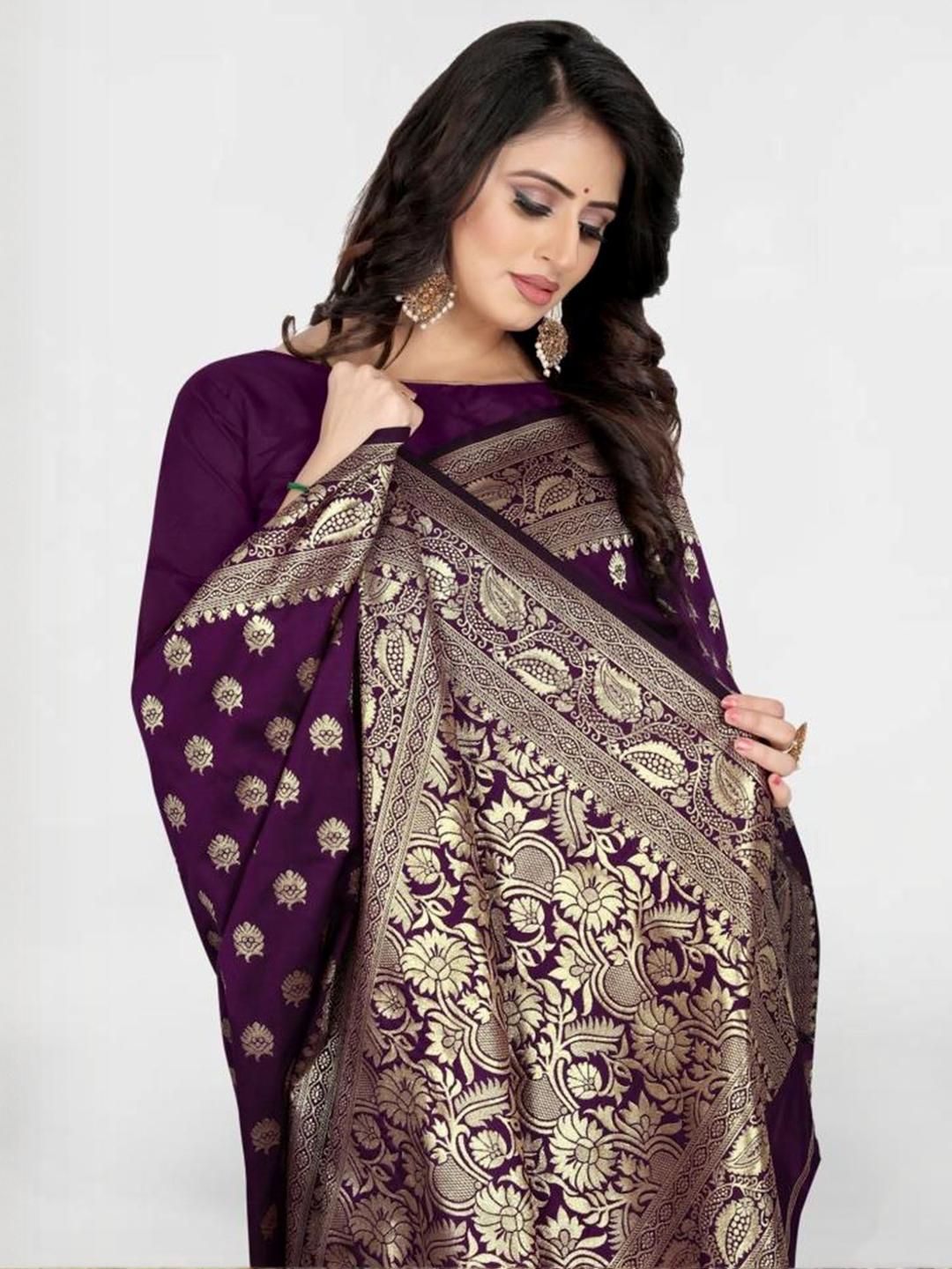 Dhimhi Women's Ethnic Motifs Zari Silk Blend Banarasi Saree