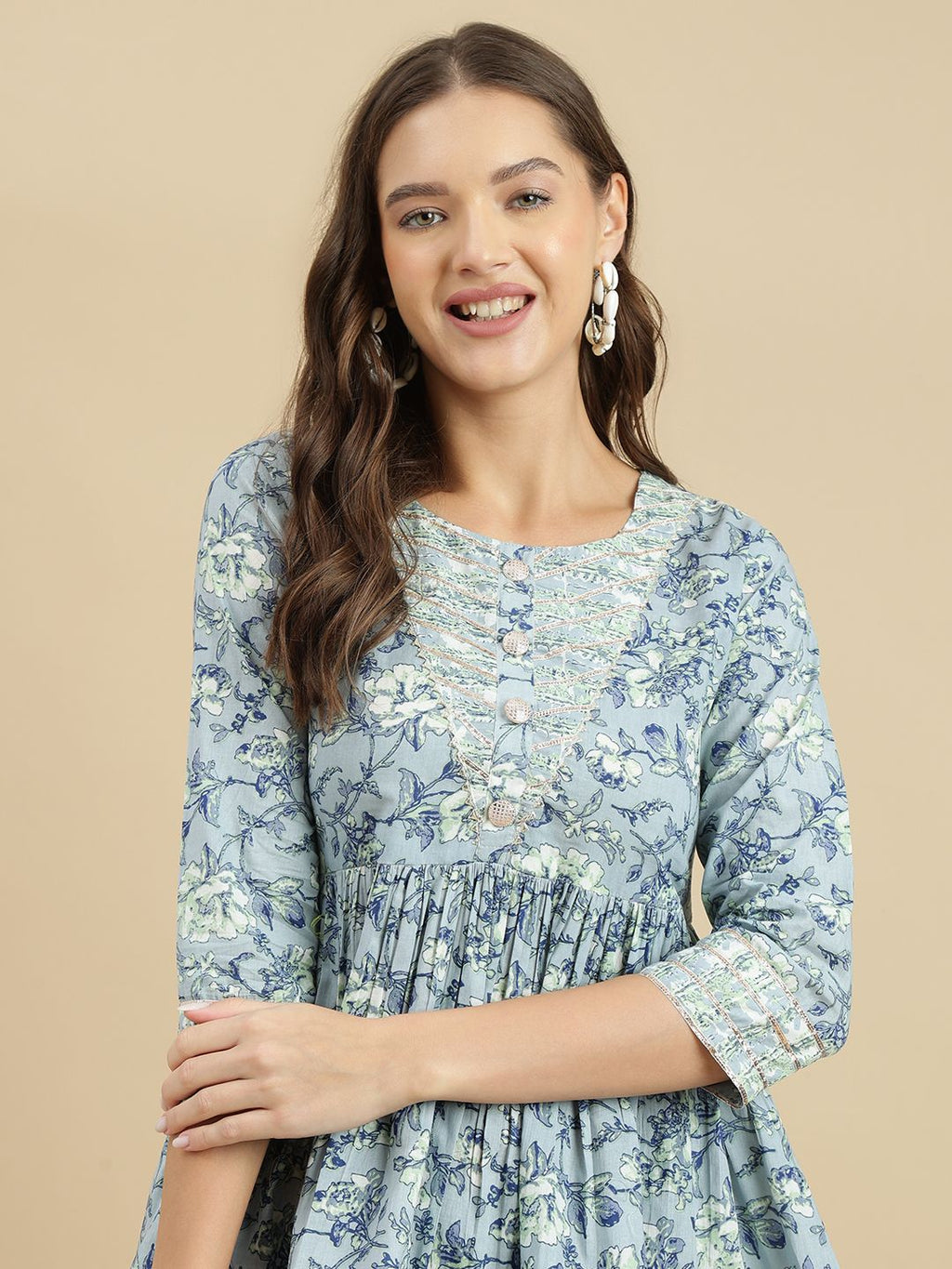 Dhimhi Women's Floral Print Pure Cotton Top