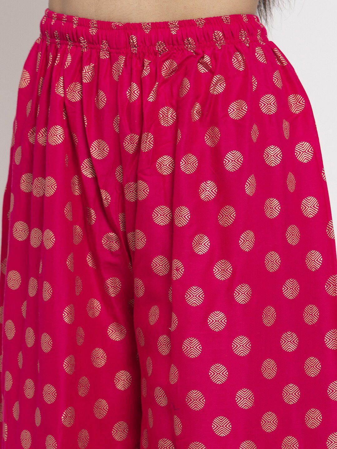 Dhimhi Women's Magenta Printed Wide Leg Palazzos