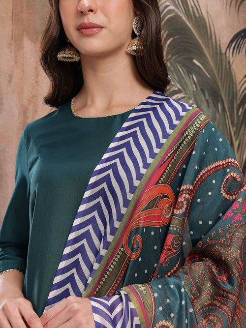 Dhimhi Women's A-Line Kurta with Trousers & Dupatta