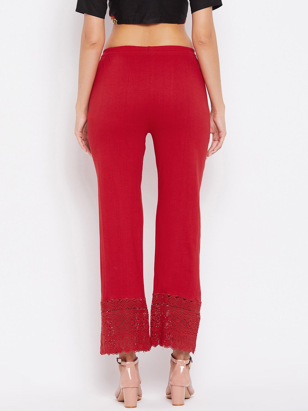 Dhimhi Women's Red Knitted Palazzos