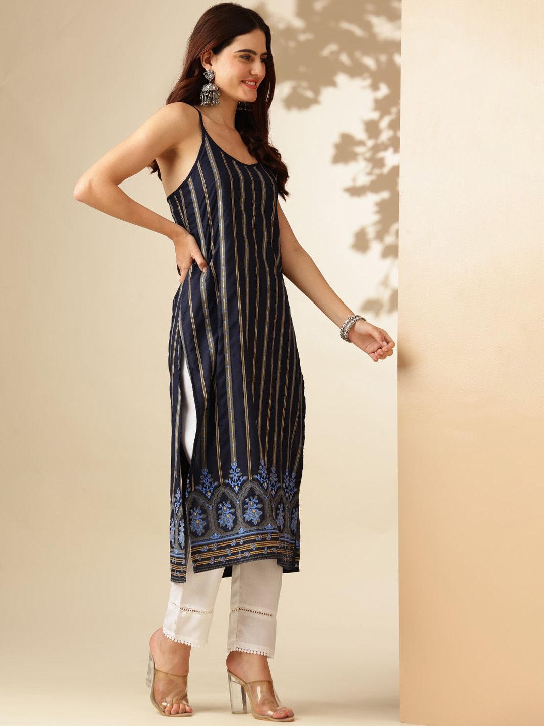 Striped Sequinned Kurta
