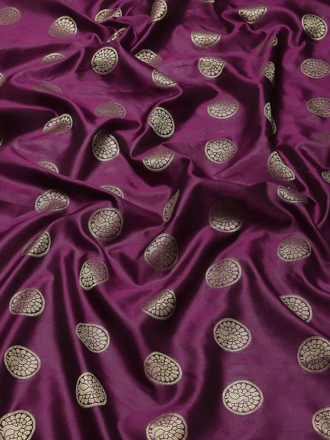 Dhimhi Women's Magenta & Gold-Toned Woven Design Zari Fusion Banarasi Saree