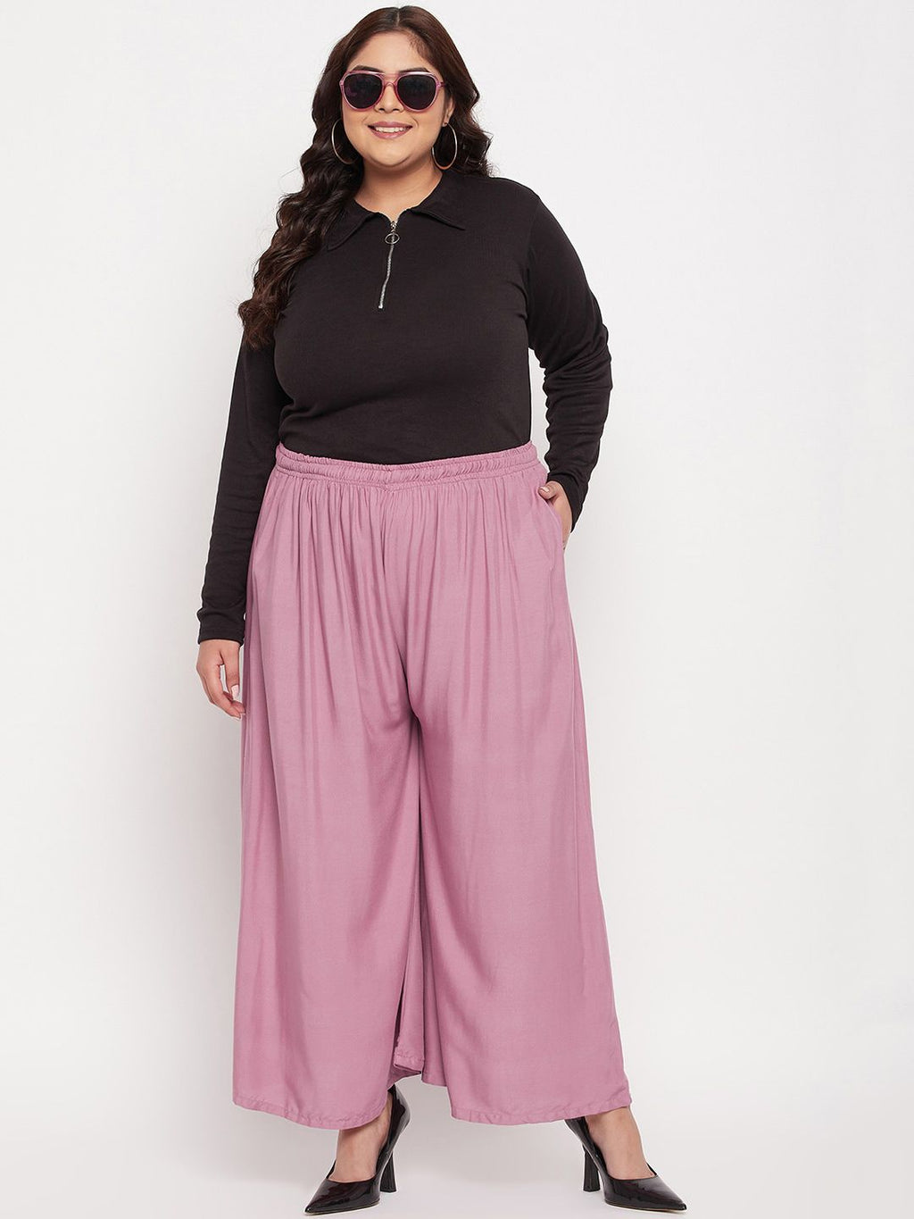 Dhimhi Women's Plus Size Wide Leg Palazzos