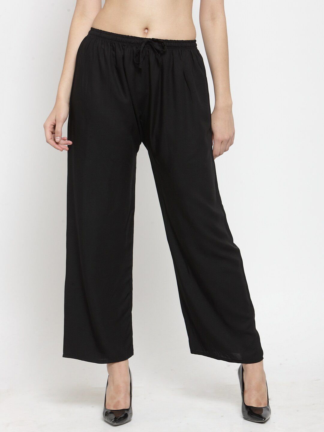 Dhimhi Women's Black Flared Palazzos