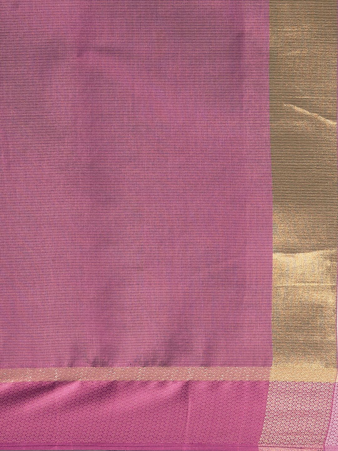 Dhimhi Women's Beige & Purple Cotton Blend Woven Design Saree