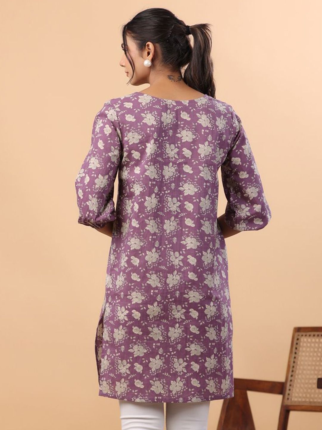 Dhimhi Women's Pure Cotton Floral Printed Regular Tunic
