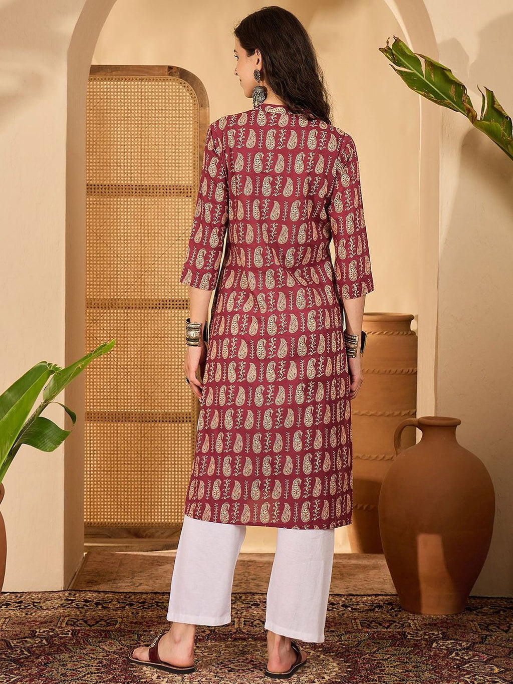 Women Printed Pure Cotton Straight Kurta