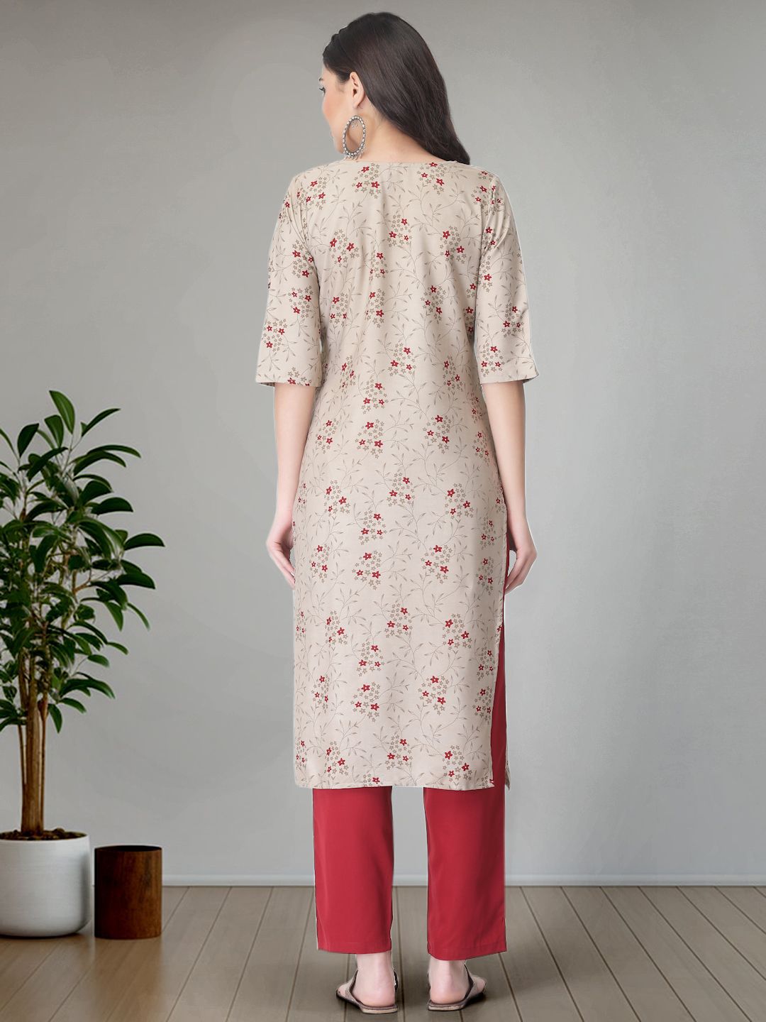 Dhimhi Women's Ethnic Motifs Printed Regular Kurta with Trousers