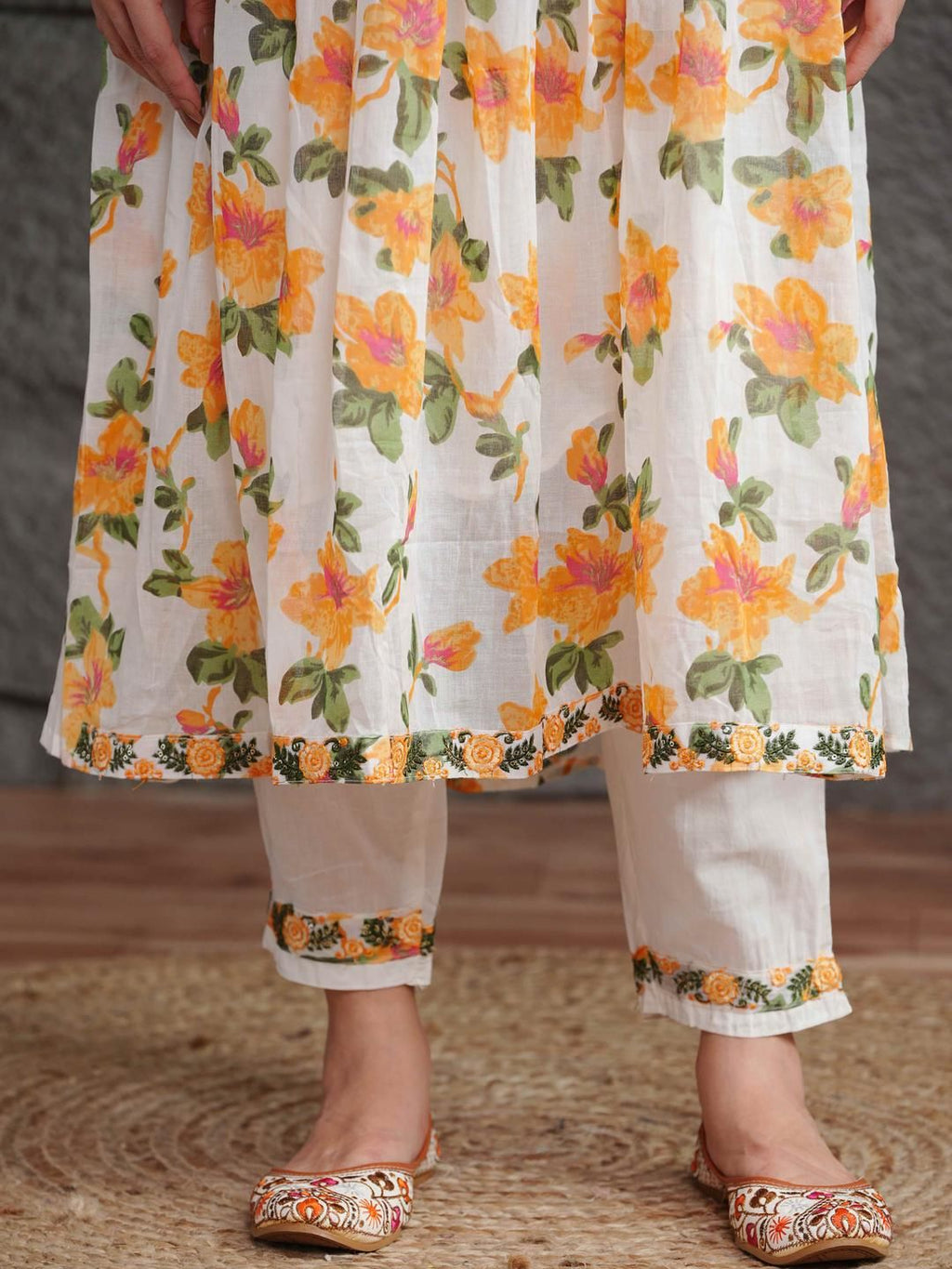 Dhimhi Women Anarkali Kurta & Angarkha Pattern & Embroidery Work Kurta Trousers & Dupatta