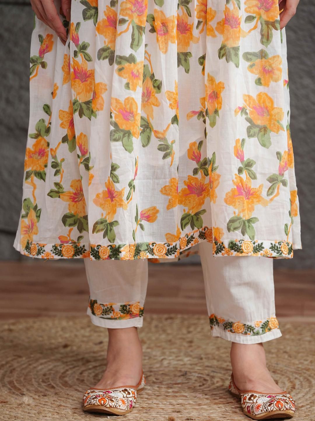 Dhimhi Women Anarkali Kurta & Angarkha Pattern & Embroidery Work Kurta Trousers & Dupatta