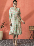 Dhimhi Women's Floral Printed A-Line Ethnic Dress
