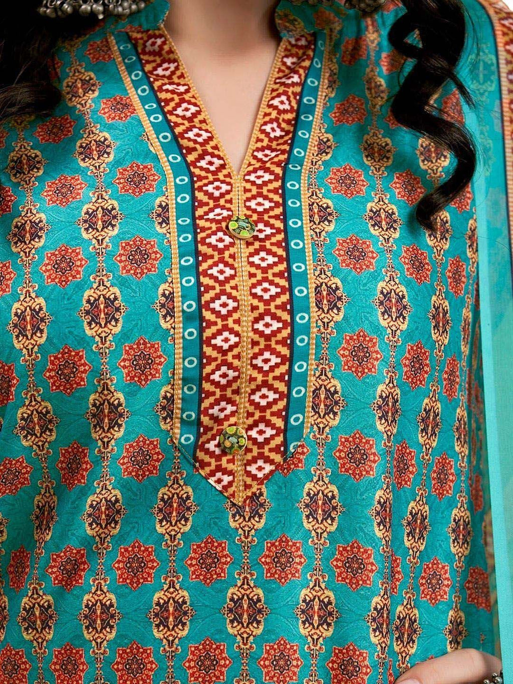 Dhimhi Women's Ethnic Motifs Printed Mandarin Collar Straight Kurta With Trousers & Dupatta