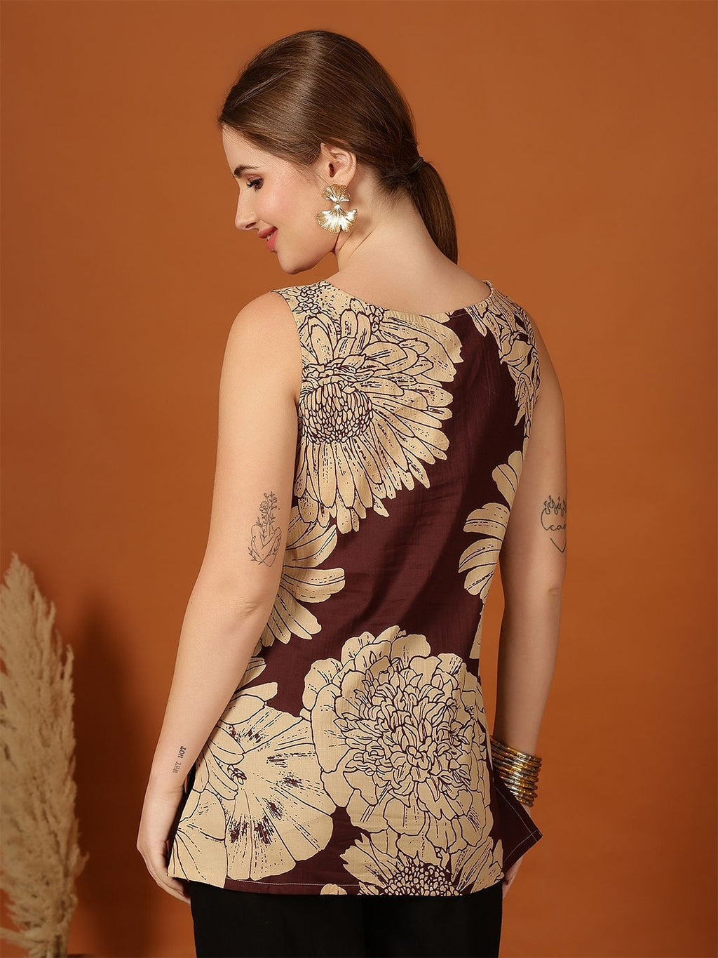 Dhimhi Women's Floral Printed Cotton Top