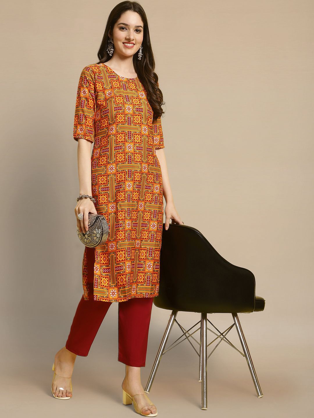 Women Ethnic Motifs Printed Crepe Kurta