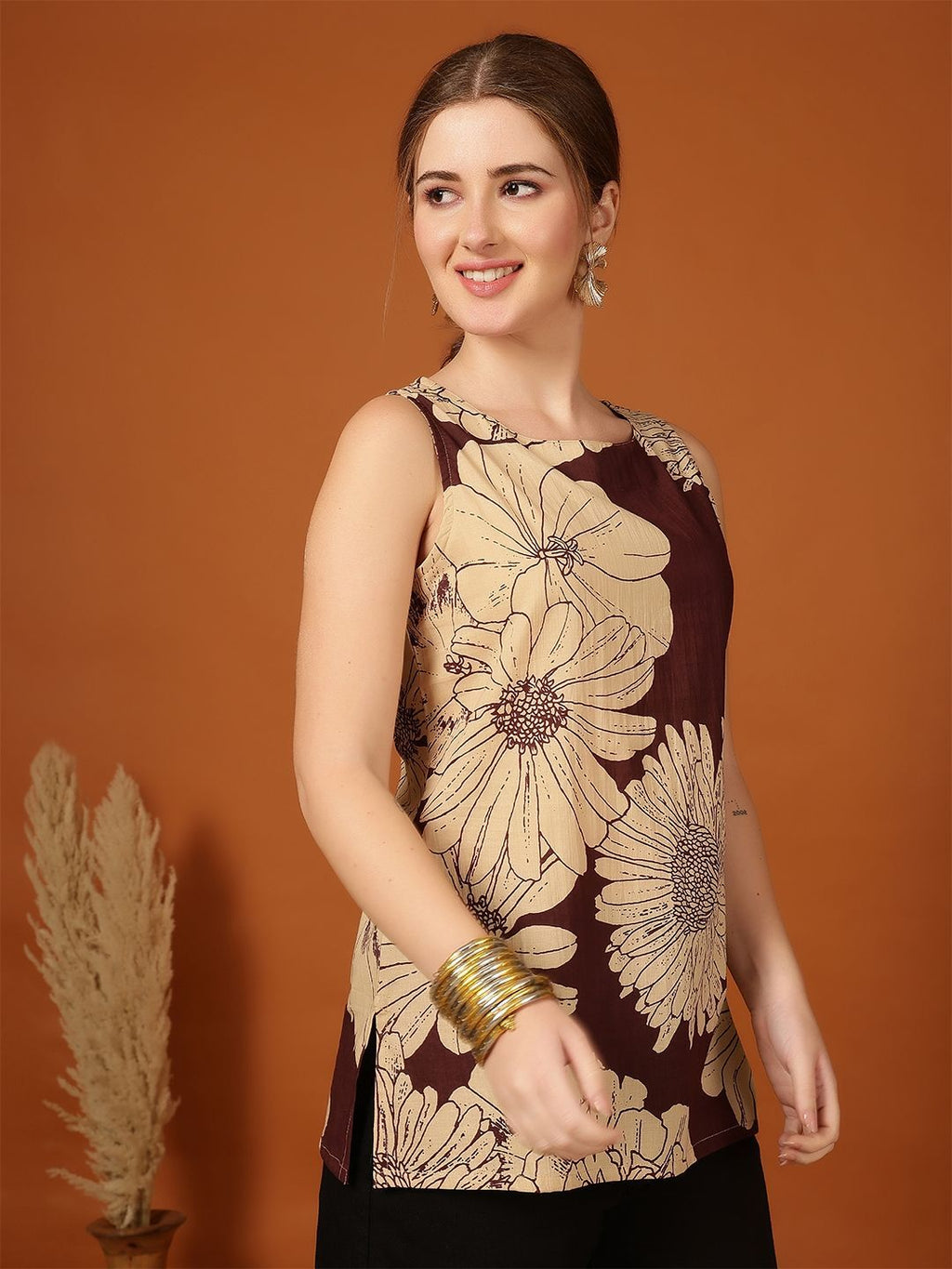 Dhimhi Women's Floral Printed Cotton Top