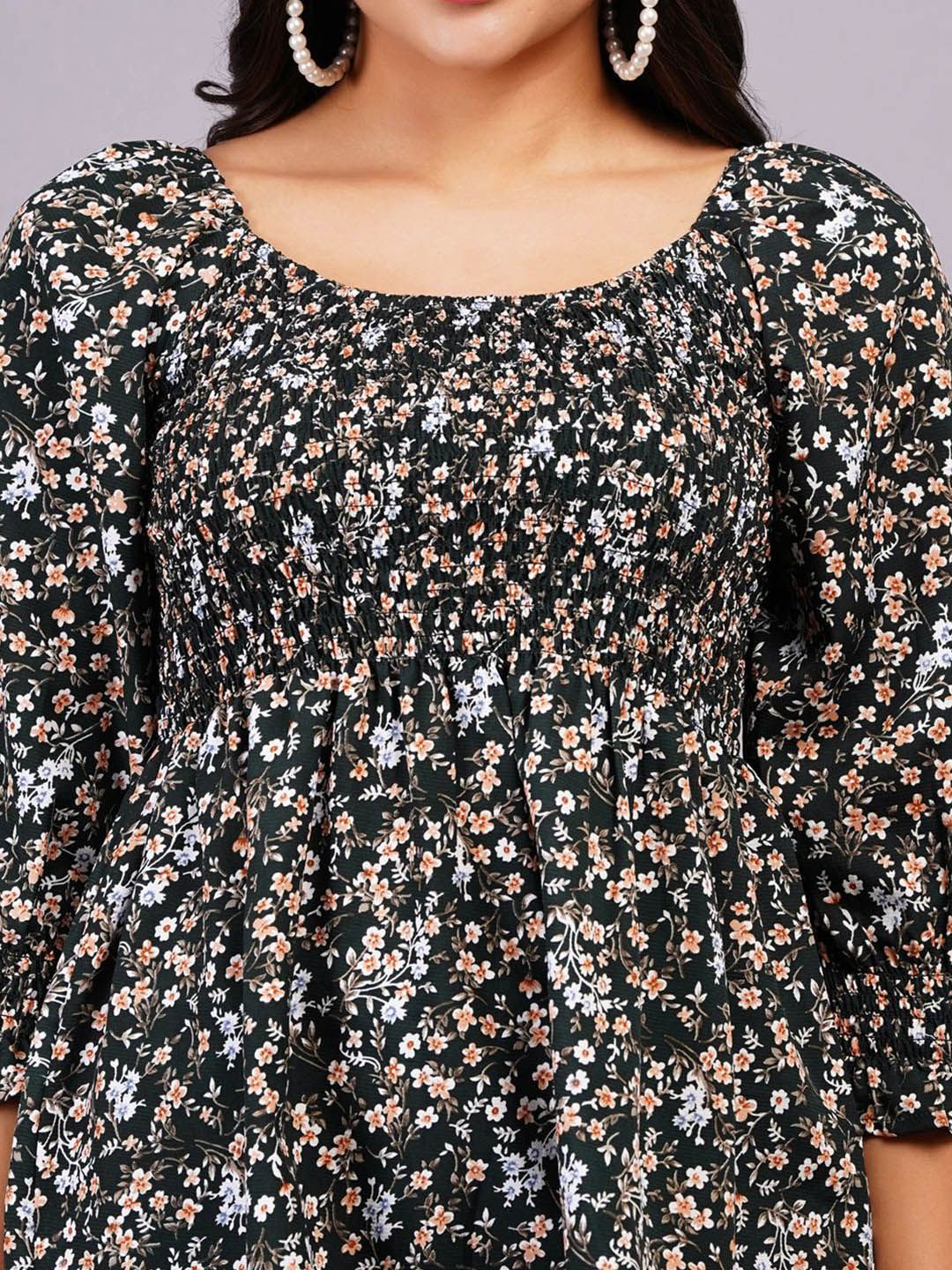 Dhimhi Women's Floral Bell Sleeve Top