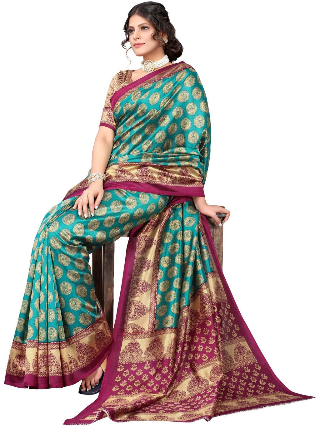 Dhimhi Women's Printed Art Silk Saree
