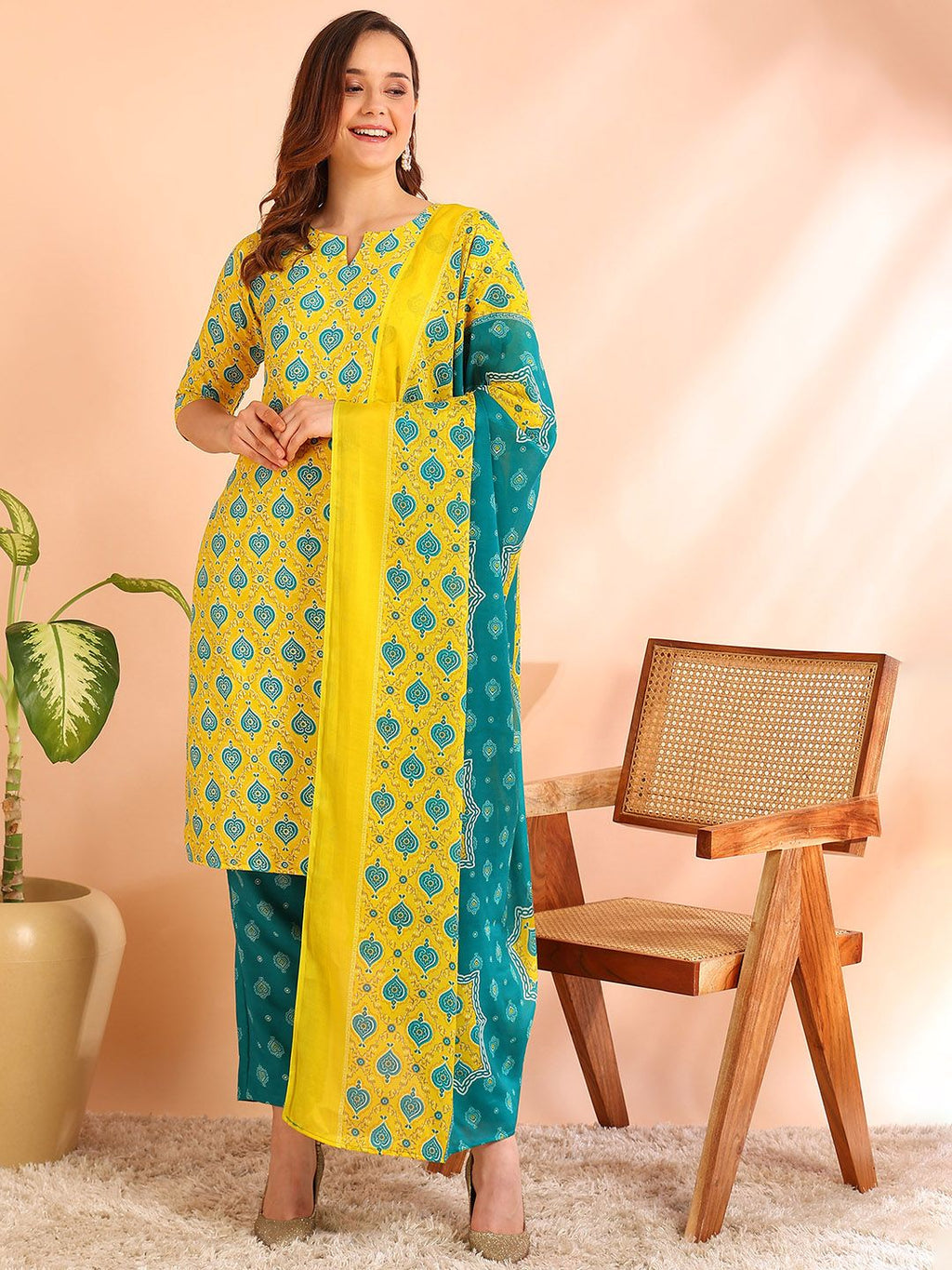Dhimhi Women's Printed Silk Blend Kurta Sets - dhimhi