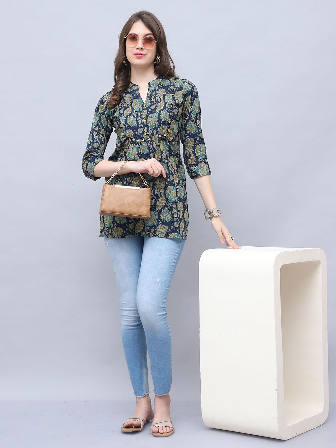 Women Floral Printed Kalamkari Festive Cotton A-Line Kurta