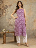 Paisley Printed Square Neck Cotton Straight Kurta