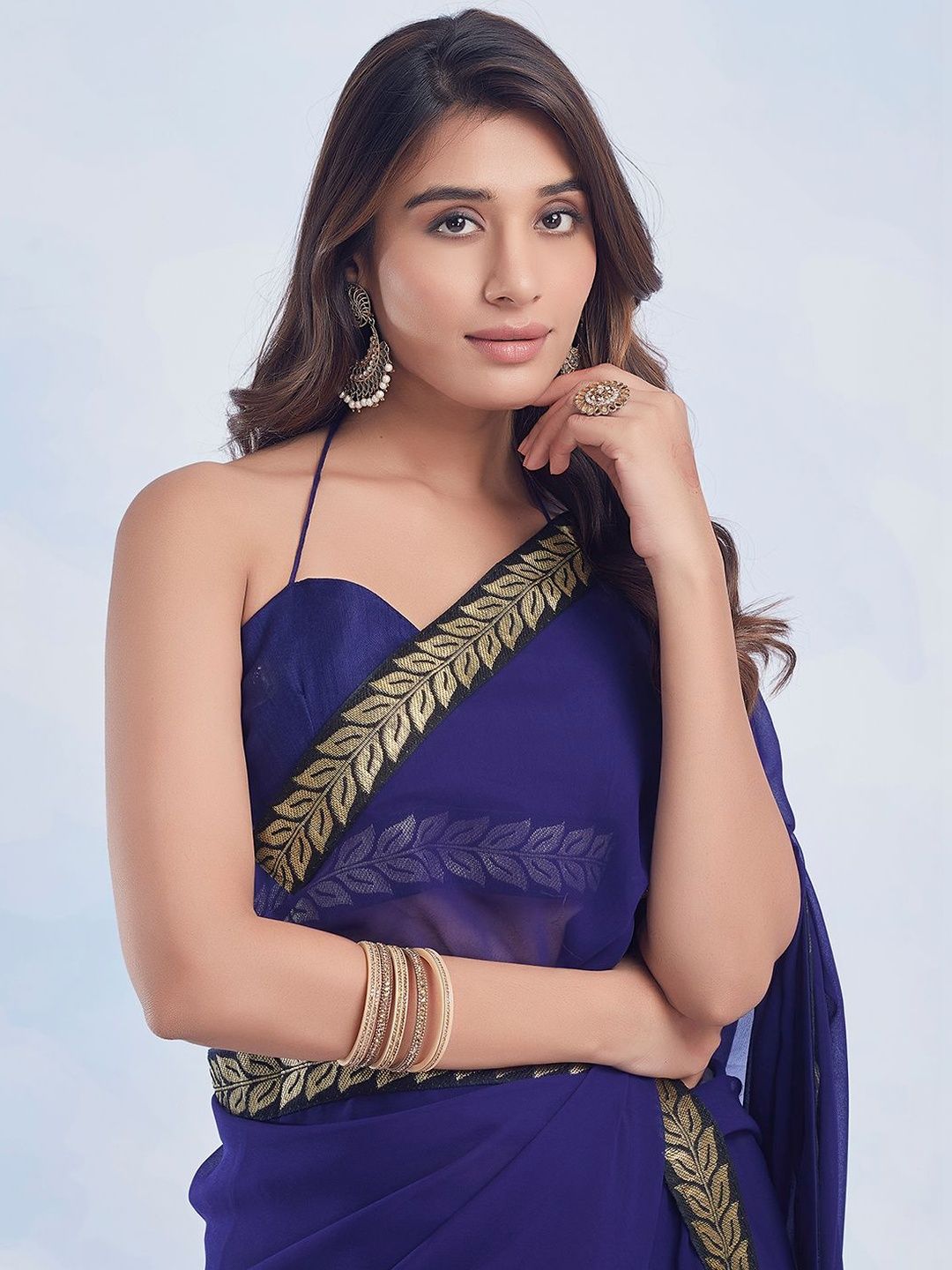 Dhimhi Women's Embellished Poly Georgette Saree
