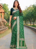 Dhimhi Women's Green Silk Cotton Woven Design Sarees