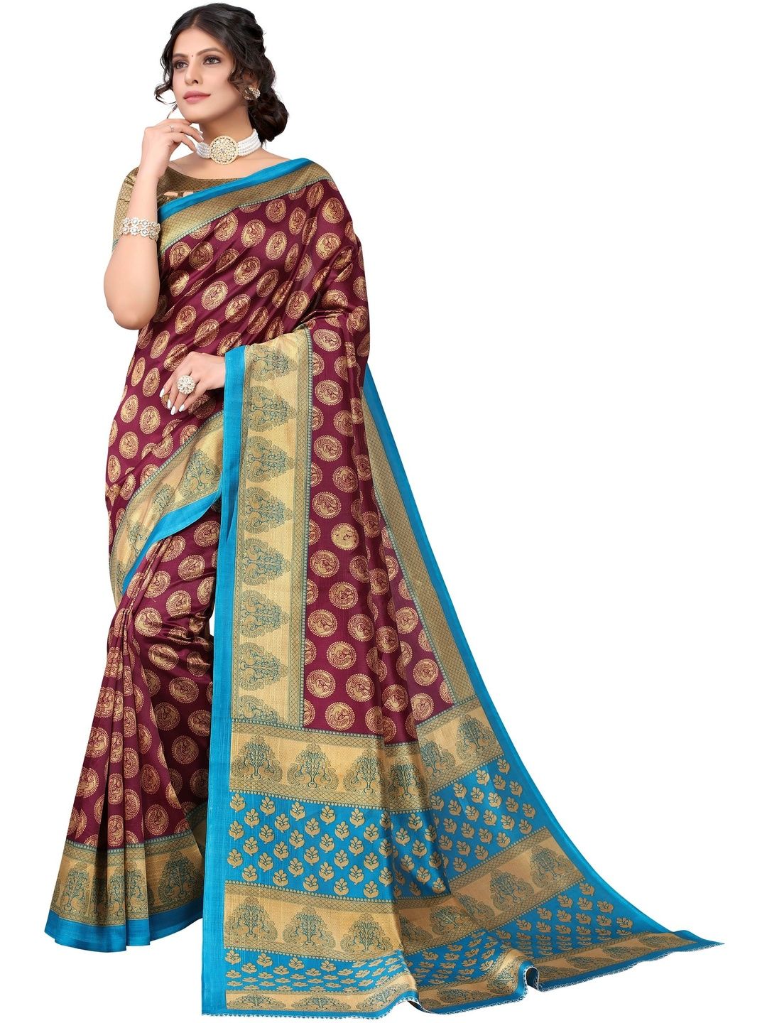 Dhimhi Women's Women Printed Art Silk Saree