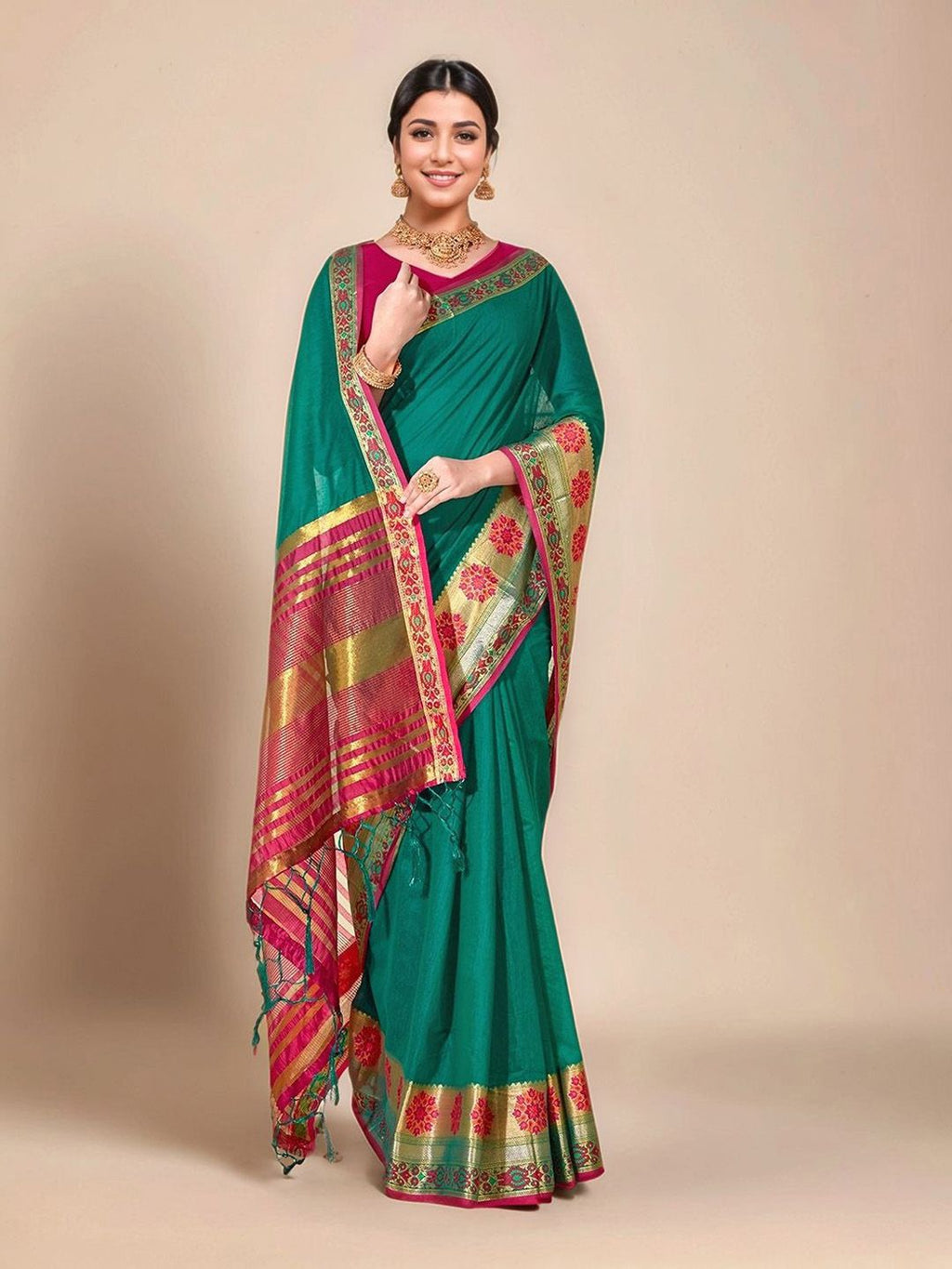 Dhimhi Women's Woven Design Zari Saree