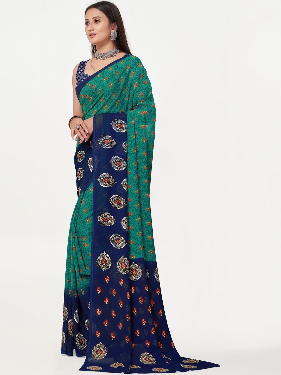 Dhimhi Women's Ethnic Motifs Poly Georgette Saree